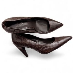 LOFT Women's Brown Croc-Embossed Heels-Size 7.5